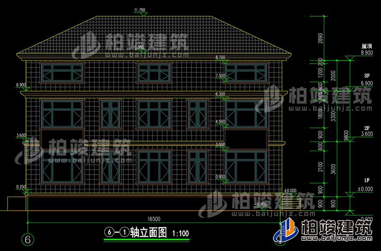 背立面图